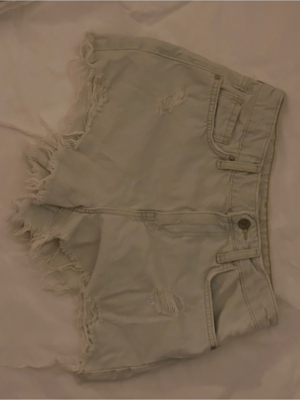 Forever 21 Light Beige Distressed High-Rise Jean Shorts